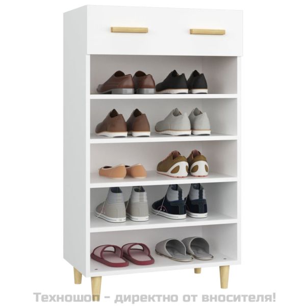 Шкаф за обувки, бял, 60x35x105 см, инженерно дърво