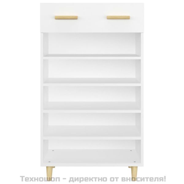 Шкаф за обувки, бял, 60x35x105 см, инженерно дърво