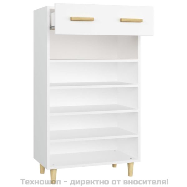 Шкаф за обувки, бял, 60x35x105 см, инженерно дърво