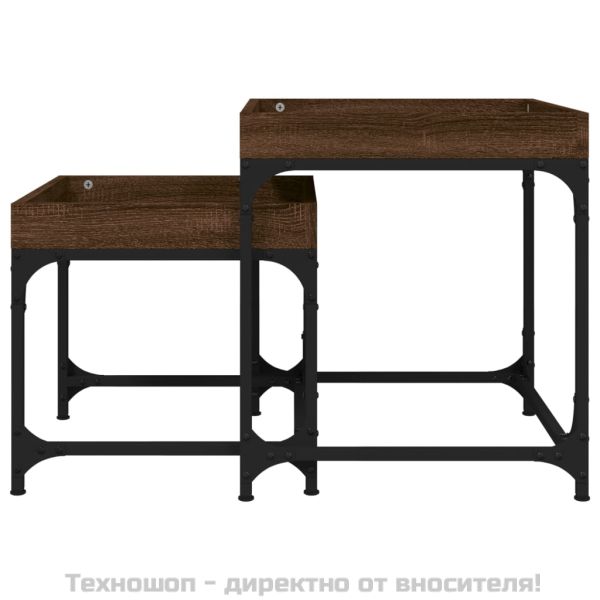 Странични маси, 2 бр, кафяв дъб, инженерно дърво