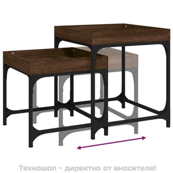 Странични маси, 2 бр, кафяв дъб, инженерно дърво