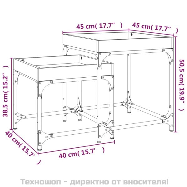 Странични маси, 2 бр, кафяв дъб, инженерно дърво