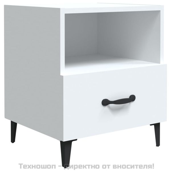 Нощни шкафчета, 2 бр, бели, инженерно дърво