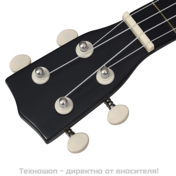 Комплект сопрано укулеле с калъф за деца, черно, 21"