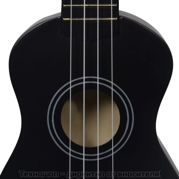 Комплект сопрано укулеле с калъф за деца, черно, 21"