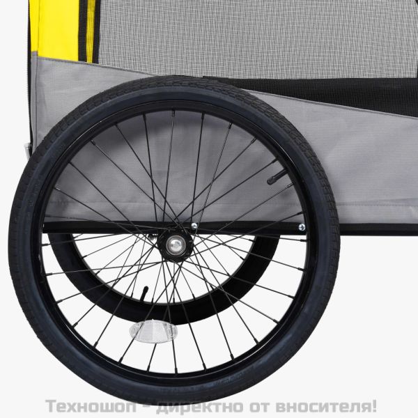 2-в-1 Кучешко ремарке за велосипеди и джогинг, жълто и сиво