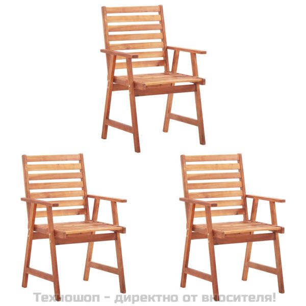 Градински трапезни столове, 3 бр, акация масив