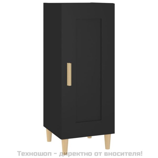 Сайдборд, черен, 34,5x34x90 см, инженерно дърво
