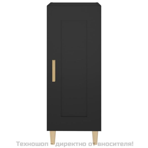 Сайдборд, черен, 34,5x34x90 см, инженерно дърво