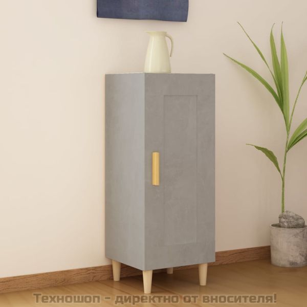 Сайдборд, бетонно сив, 34,5x34x90 см, инженерно дърво