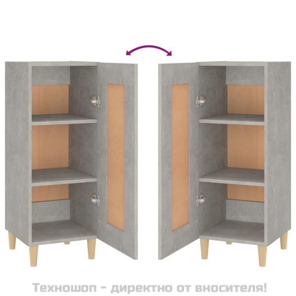 Сайдборд, бетонно сив, 34,5x34x90 см, инженерно дърво