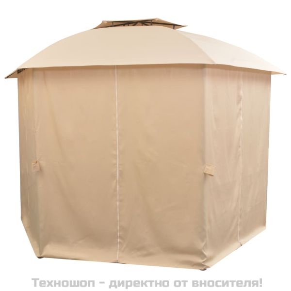 Градинска шатра павилион със завеси, шестоъгълна, 360x265 см