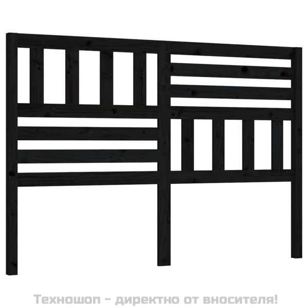 Горна табла за легло, черна, 146x4x100 см, бор масив