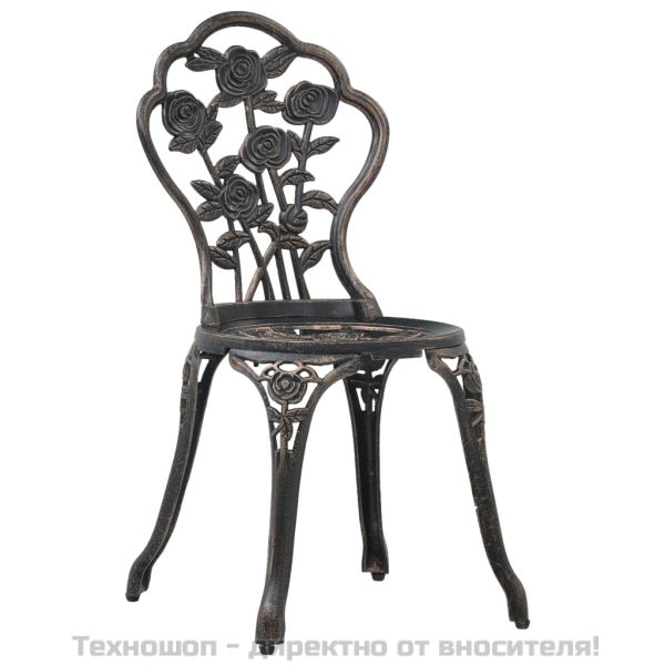 Бистро столове, 2 бр, бронз, лят алуминий