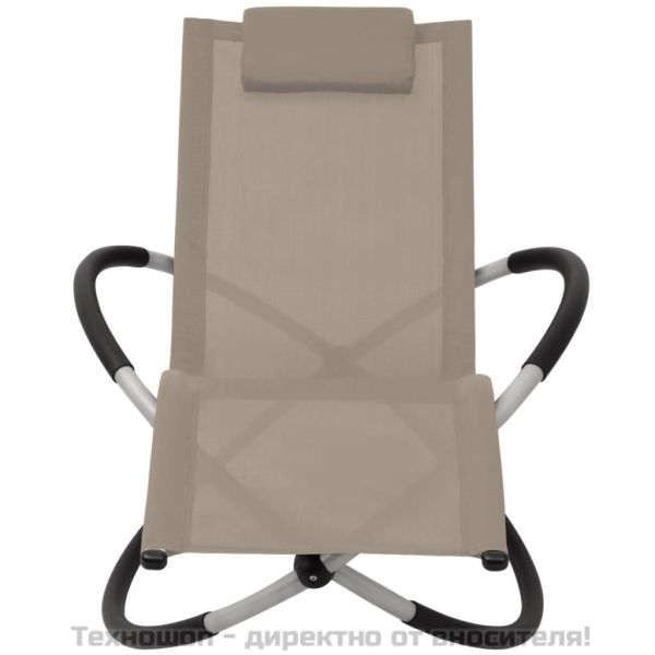 Външен геометричен шезлонг, стомана, таупе