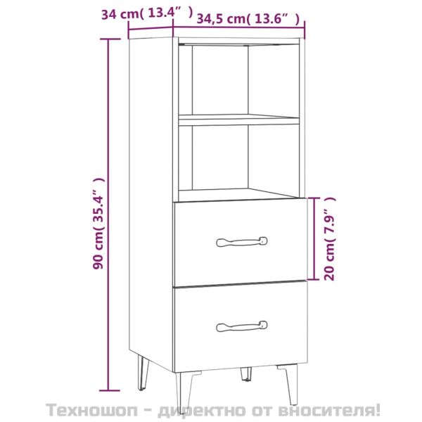 Сайдборд, сив сонома, 34,5x34x90 см, инженерно дърво