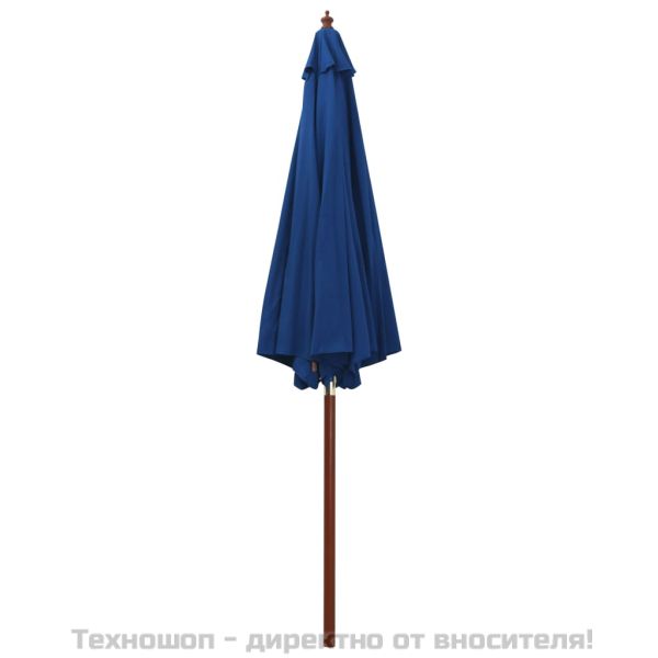 Чадър с дървен прът, 300x258 см, син