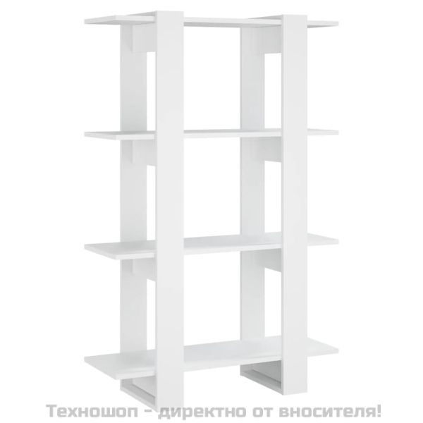 Библиотека/разделител за стая, бяла, 80x30x123,5 см
