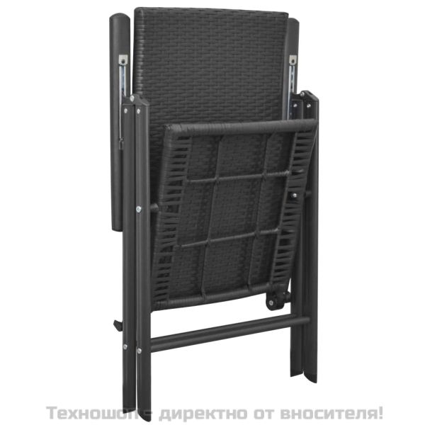Стифиращи градински столове, 2 бр, полиратан, черни