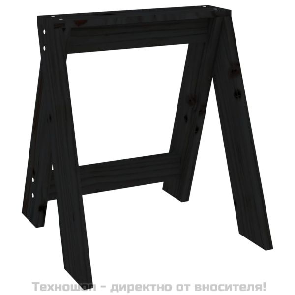 Табуретки, 2 бр, черни, 40x40x45 см, борово дърво масив