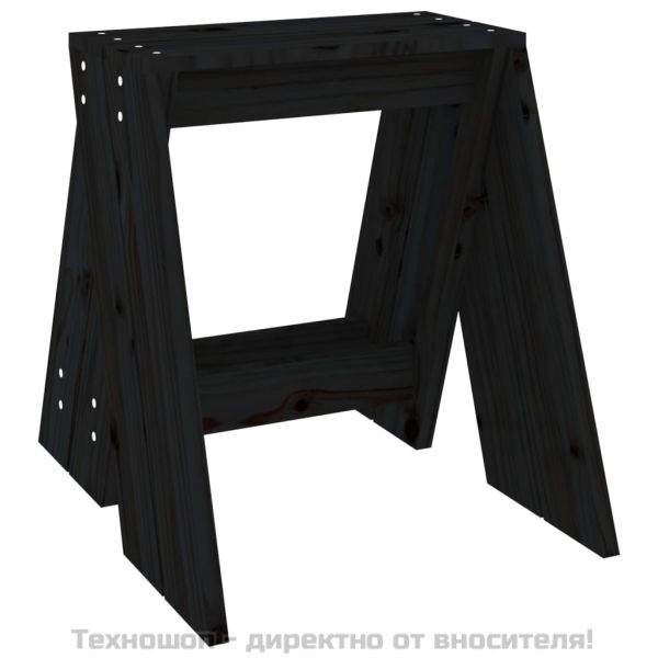 Табуретки, 2 бр, черни, 40x40x45 см, борово дърво масив