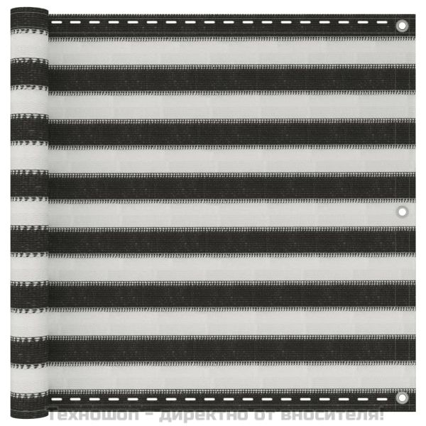 Балконски екран, HDPE, 90x400 см, антрацитно сиво и бяло
