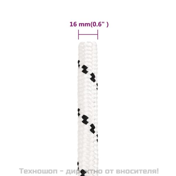 Плетено въже за лодка бяло 16 мм x 25 м полиестер