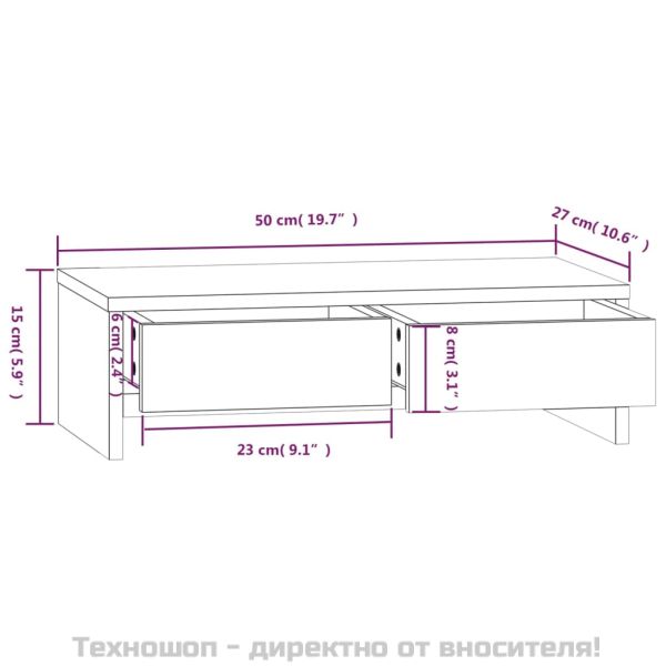 Поставка за монитор, 50x27x15 см, бор масив