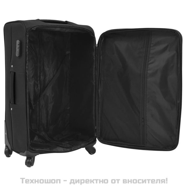 Комплект от 3 броя меки куфари на колелца, черни