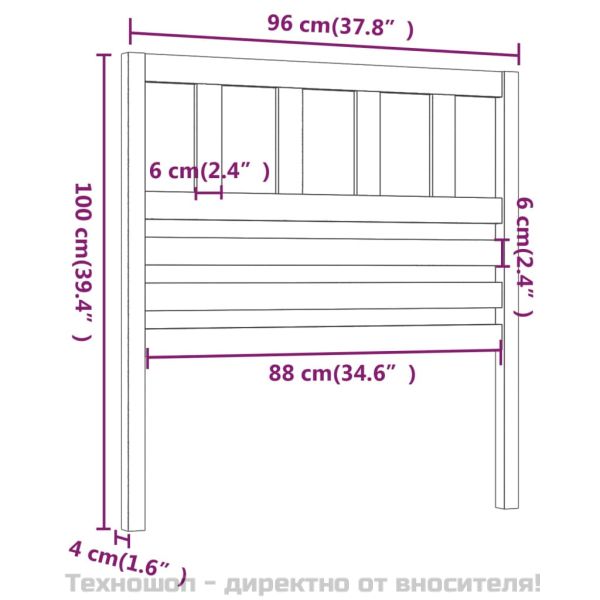 Горна табла за легло, 96x4x100 см, бор масив