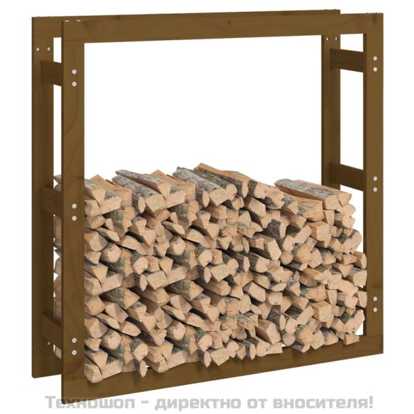 Поставка за дърва за огрев меденокафява 100x25x100 см бор масив