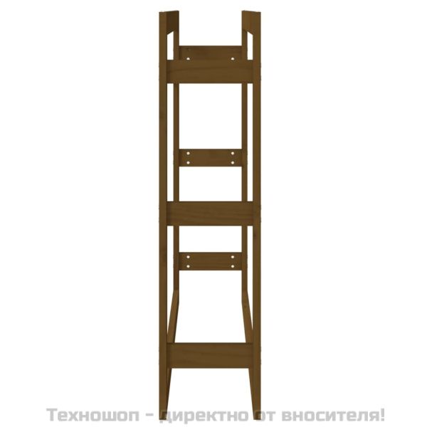 Поставка за дърва за огрев меденокафява 100x25x100 см бор масив