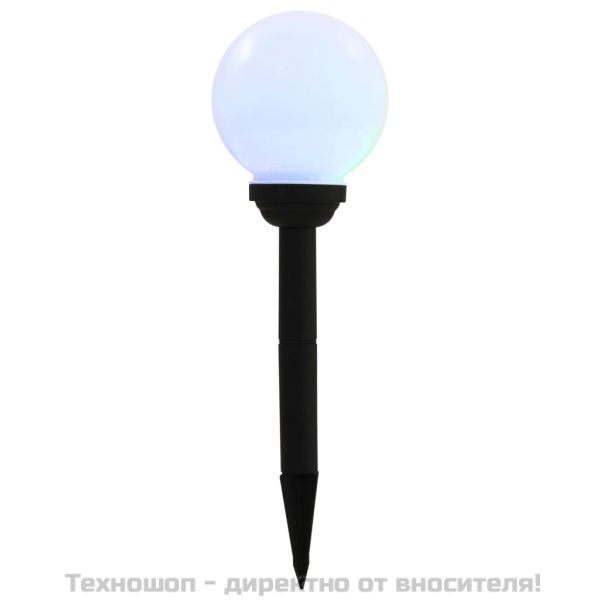 Градински соларни лампи, 4 бр, LED, сферични, 15 см, RGB