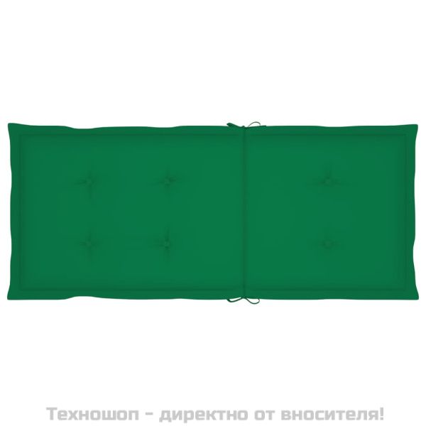 Възглавници за столове с облегалки 4 бр зелени 120x50x3 см плат