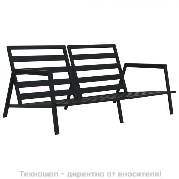 Градински комплект с възглавници, 4 части, алуминий, тъмносив
