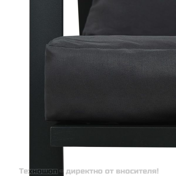 Градински комплект с възглавници, 4 части, алуминий, тъмносив