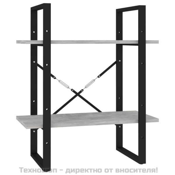 2-етажна библиотека, бетонно сив, 60x30x70 см, инженерно дърво