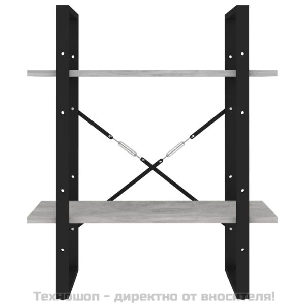 2-етажна библиотека, бетонно сив, 60x30x70 см, инженерно дърво