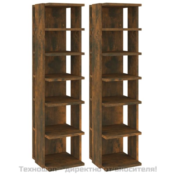 Шкафове за обувки 2 бр опушен дъб 25x27x102 см инженерно дърво