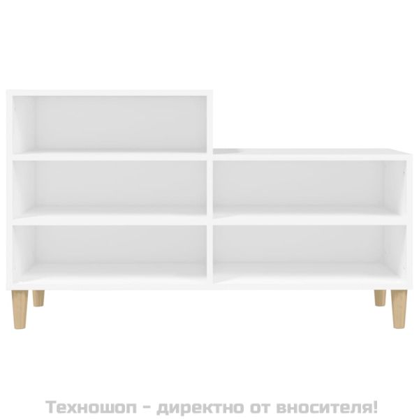 Шкаф за обувки, бял, 102x36x60 см, инженерно дърво