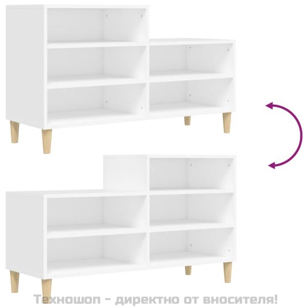 Шкаф за обувки, бял, 102x36x60 см, инженерно дърво