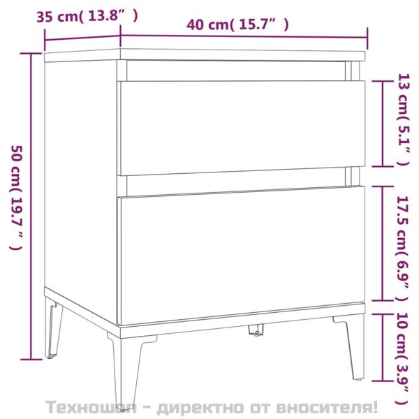 Нощно шкафче, опушен дъб, 40x35x50 см