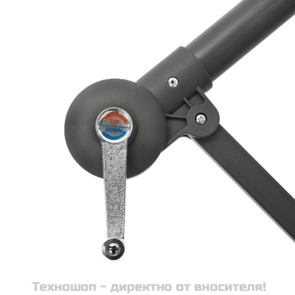 Конзолен градински чадър с LED и стоманен стълб 300 см лазурно