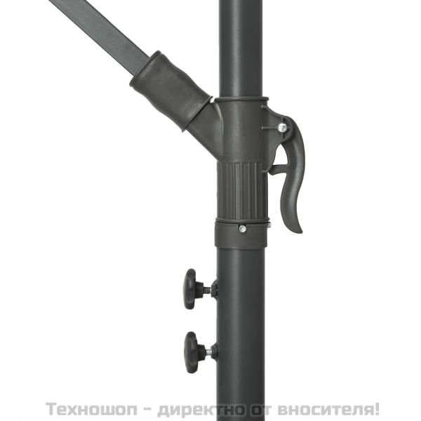 Конзолен градински чадър с LED и стоманен стълб 300 см лазурно
