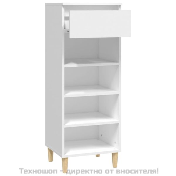 Шкаф за обувки, бял, 40x36x105 см, инженерно дърво
