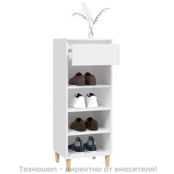 Шкаф за обувки, бял, 40x36x105 см, инженерно дърво