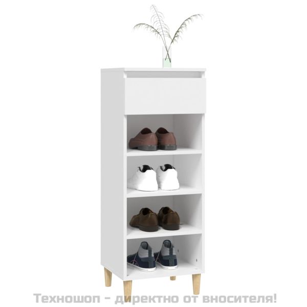 Шкаф за обувки, бял, 40x36x105 см, инженерно дърво