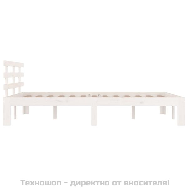 Рамка за легло, бяла, масивно дърво, 140х200 см
