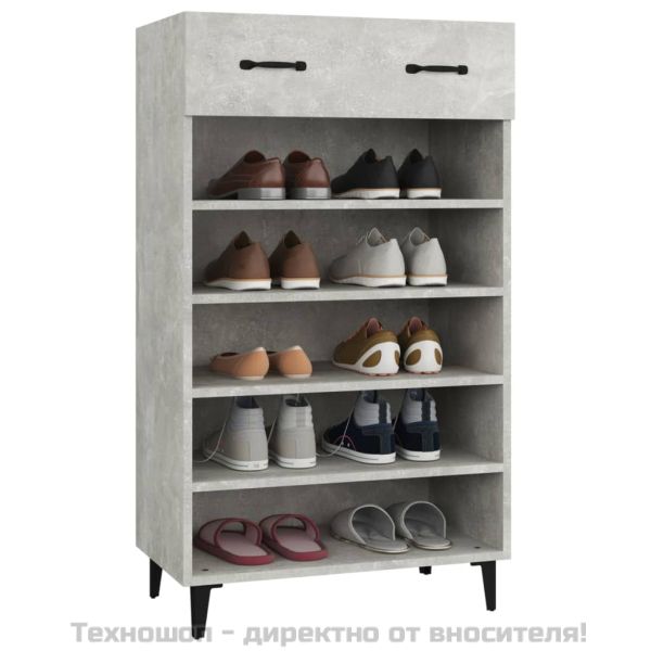 Шкаф за обувки, бетонно сив, 60x35x105 см, инженерно дърво