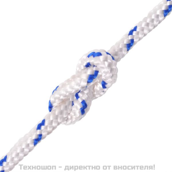 Морско въже, полипропилен, 14 мм, 50 м, бяло